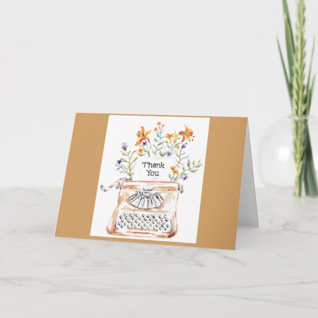 Typewriter Thanks Greeting Card Tack Kort (Framsida)