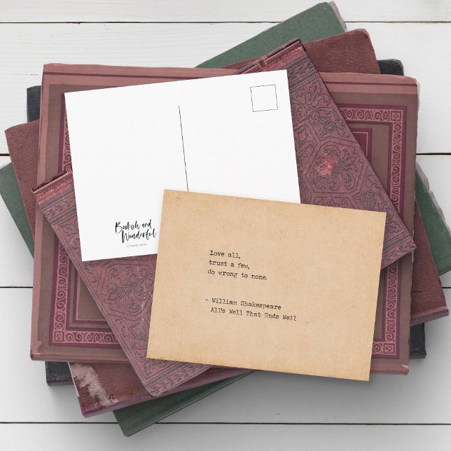 Typewriter William Shakespeare Kärlek All Quote Vykort (Skapare uppladdad)