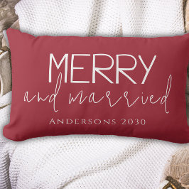 Typhography Merry And Married First Christmas Red Lumbarkudde
