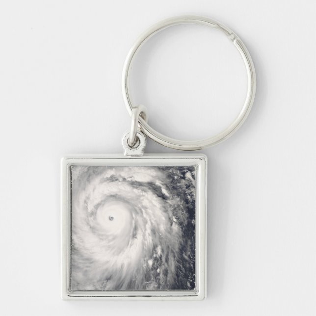 Typhoon Jangmi utanför Taiwan och Filippinerna Fyrkantig Silverfärgad Nyckelring (Framsidan)