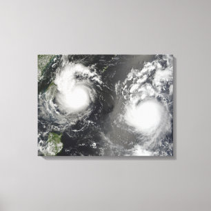 Typhoon Saomai och tropisk storm Bopha Canvastryck