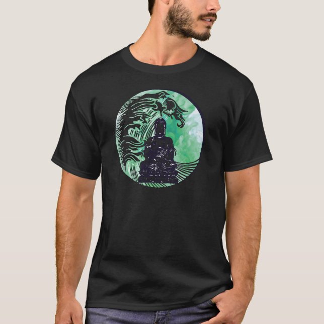 Typhoonen Buddha vinkar smaragden röker Tee Shirt (Framsida)