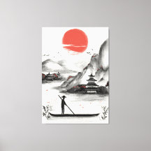 typical Japanese mountain landscape in hand-drawn