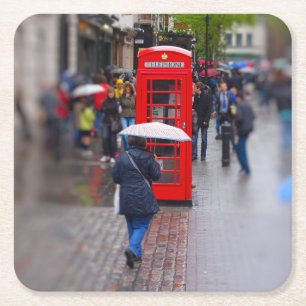 Typical London - Glöm inte Umbrella Underlägg Papper Kvadrat