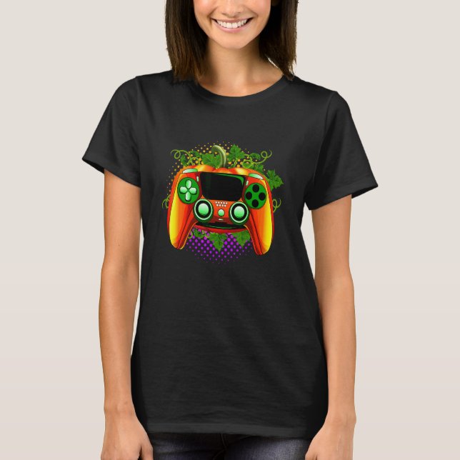 Typisk Spelare Halloween  Videospelskontroll T Shirt (Framsida)