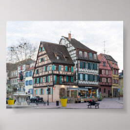Typiska hus i Colmar Poster