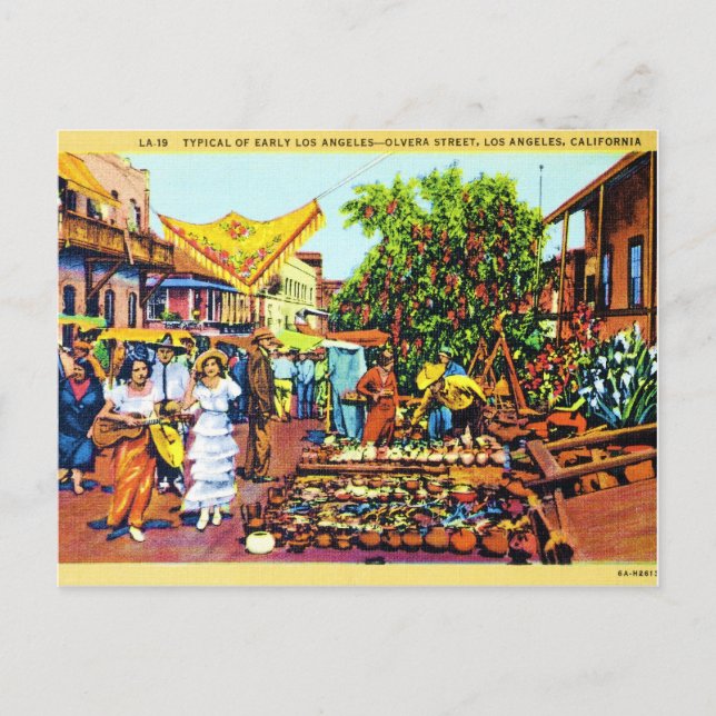 Typiskt Tidigt Los Angeles - Olvera Street Vykort (Framsida)