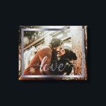 Typografi 14x11 Kärlek med Silver Ram Canvastryck<br><div class="desc">Faux Silver Foil Ram runt ditt anpassningsbar fotot kanvastryck med ord kärlek i vacker kalligrafi.</div>