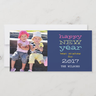 Typografi 2017 Gott nytt år-fotokort för Helgdag Julkort