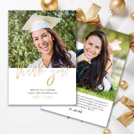 Typografi 2 Photo Black och Guld Studenten Tack Kort