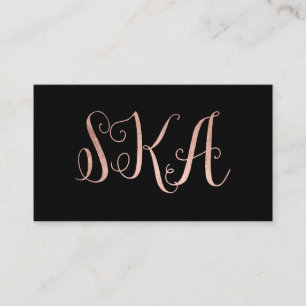 Typografi 3 för faux för initialermakeupsvart ro visitkort