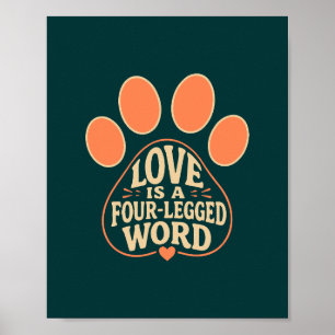 Typografi-affisch med tassavtryck för djurägare Poster