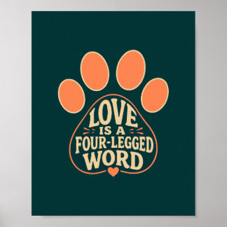 Typografi-affisch med tassavtryck för djurägare Poster