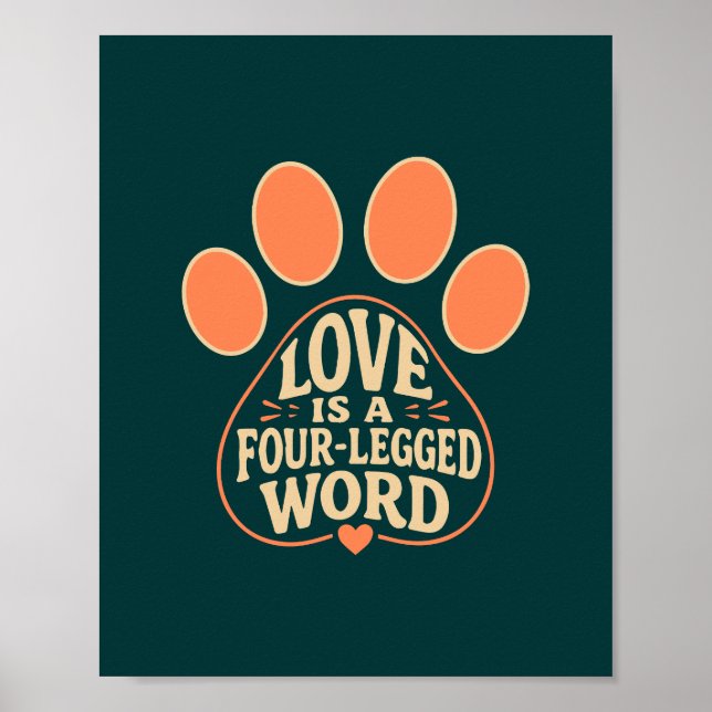  Typografi-affisch med tassavtryck för djurägare  Poster (Framsidan)