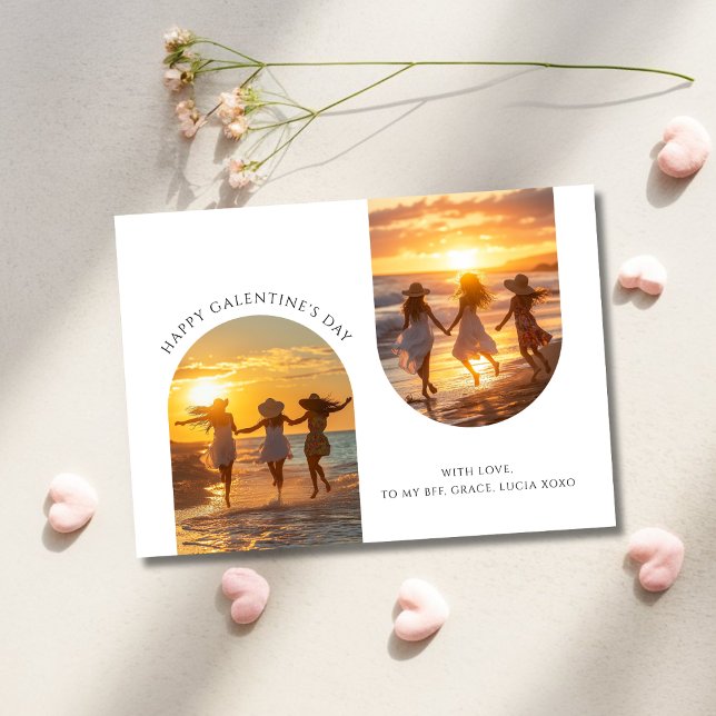 Typografi Arch Photo Girly Galentines Beach Photo Julkort (Skapare uppladdad)
