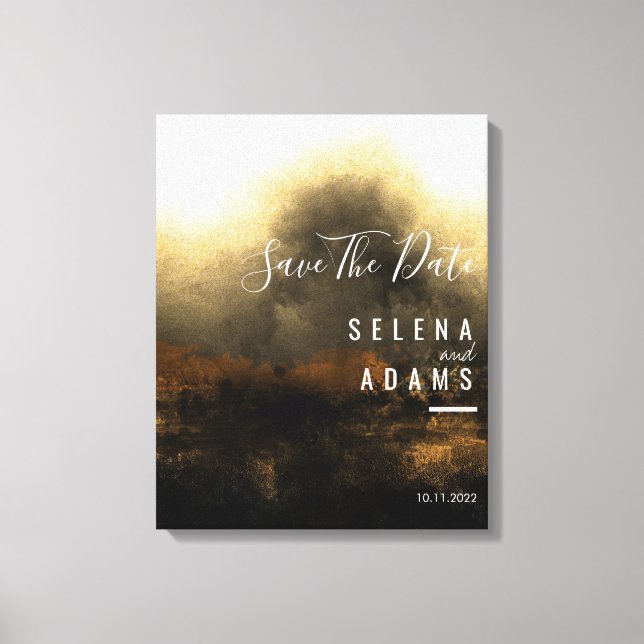 Typografi av Abstrakten chic Guld Spara datum Canvastryck (Framsida)