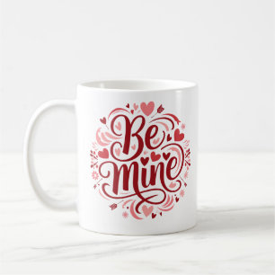 Typografi av alla hjärtans dag "be min" kaffemugg