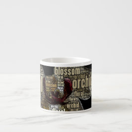 Typografi av Blommarna Girly Orchid Blommigt Colla Espressomugg