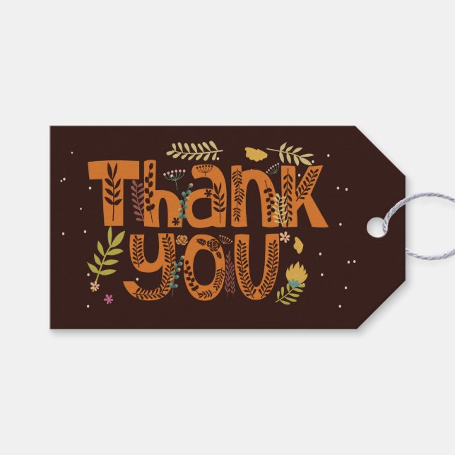 Typografi av Blommigt Tack I Presentetikett (Framsidan (Horisontell))