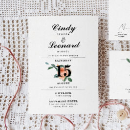 Typografi av Blommigten Klassisk Elegant Bröllop Inbjudningar