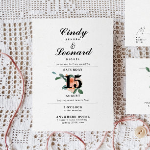 Typografi av Blommigten Klassisk Elegant Bröllop Inbjudningar