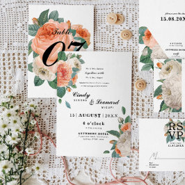 Typografi av Blommigten Klassisk Elegant Bröllop Inbjudningar