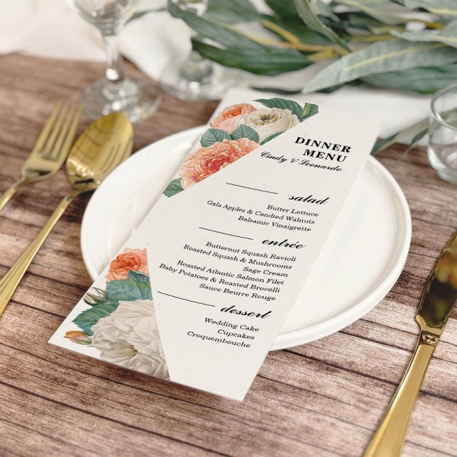 Typografi av Blommigten Klassisk Elegant Bröllop Meny (Skapare uppladdad)