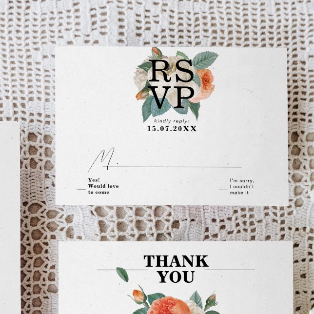 Typografi av Blommigten Klassisk Elegant Bröllop OSA Kort (Skapare uppladdad)
