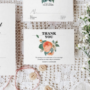 Typografi av Blommigten Klassisk Elegant Bröllop Tack Kort