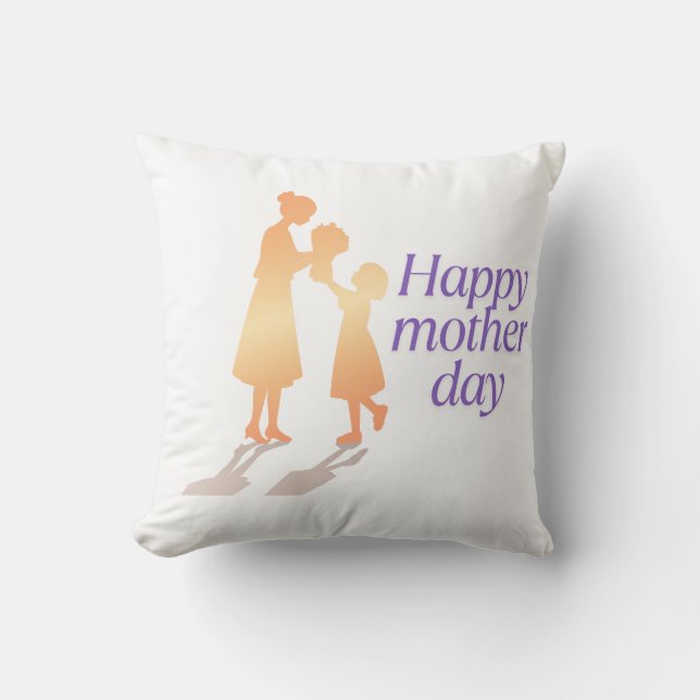 Typografi av Blommigten lycklig Mors dag - Elegant Kudde (Framsida)