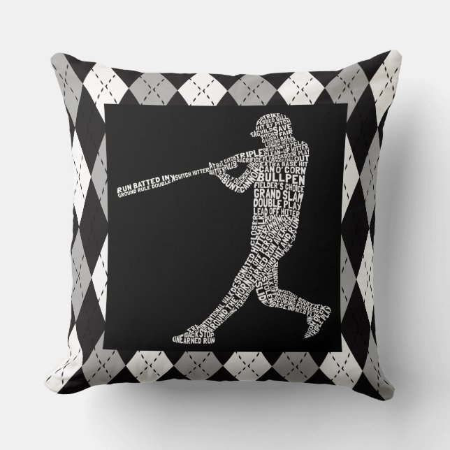 Typografi av Dekorativ kudde i Softball Baseball P (Framsida)