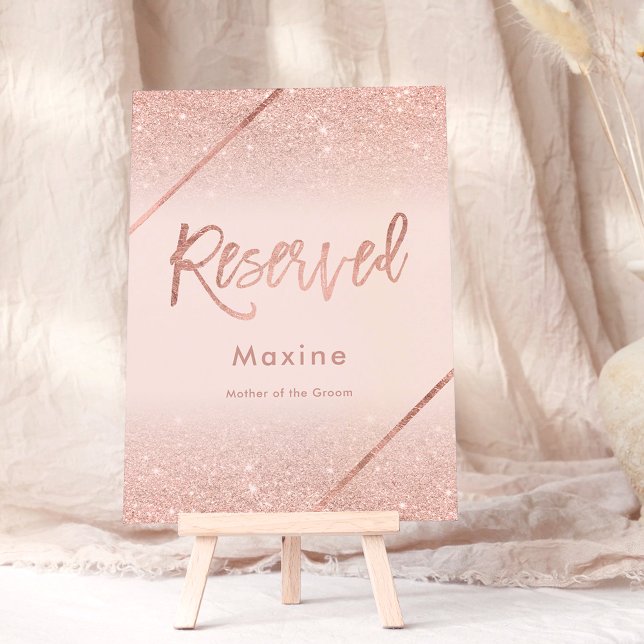 Typografi av den  rosan ro guld glitter inbjudningar (Rose gold glitter typography blush pink sign invitation, reserved)