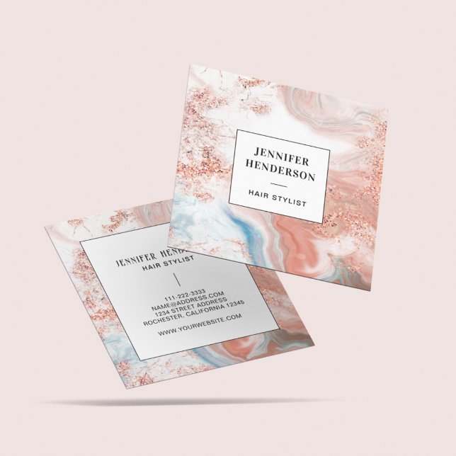 Typografi av elegant Glitter Rosa ros Guld och sva Fyrkantigt Visitkort (Skapare uppladdad)