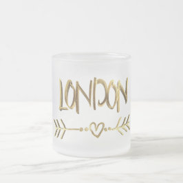 Typografi av Eleganten London UK Kärlek Guld Frostad Glasmugg