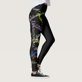 Typografi av färgstarka Ord av motivation Leggings