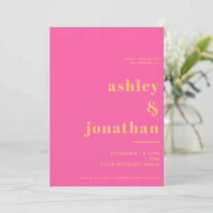 Typografi av fetstilt Rosa, modern Bröllop Inbjudningar