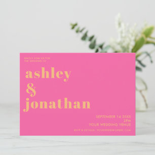 Typografi av fetstilt Rosa, modern Bröllop Inbjudningar