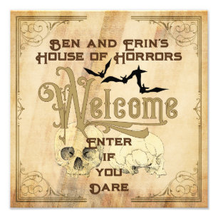 Typografi av Fladdermus för Vintagen Halloween fes Fototryck
