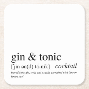 Typografi av Gin och Tonic Modern Quote Black Underlägg Papper Kvadrat