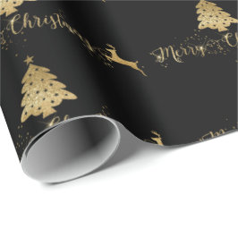 Typografi av god jul Guld Black Mönster Presentpapper