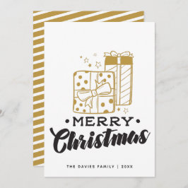 Typografi av god jul Guld Black Presenter Julkort