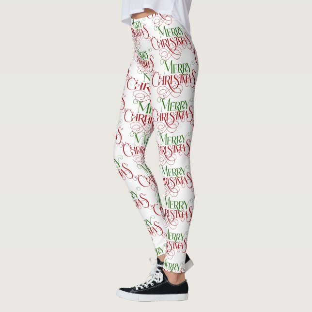 Typografi av God jul Retro Typografi med rött och  Leggings (Vänster)