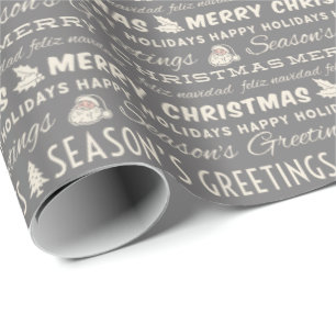 Typografi av Grått och vit God jul Presentpapper