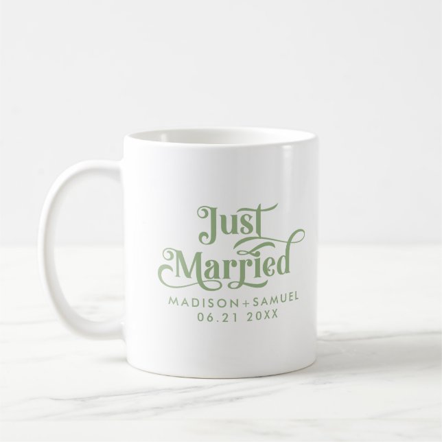 Typografi av Grönten Ny gifta Elegant Sage  Kaffemugg (Vänster)