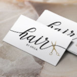Typografi av Guld-sax-Elegant Visitkort<br><div class="desc">Minimalistiska Affärskort för Guld-saxar-Elegant,  typografi av hårstråle.</div>