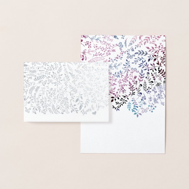 Typografi av guldfetter, Blommigt, Tack Folierat Kort (Display)