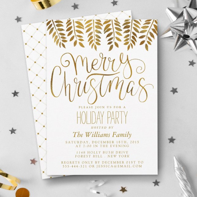Typografi av guldfetter God jul Party Inbjudningar (Skapare uppladdad)