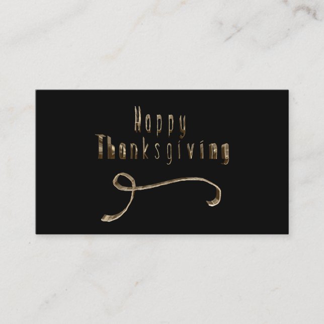 Typografi av happy thanksgiving Elegant Black Guld Visitkort (Framsida)