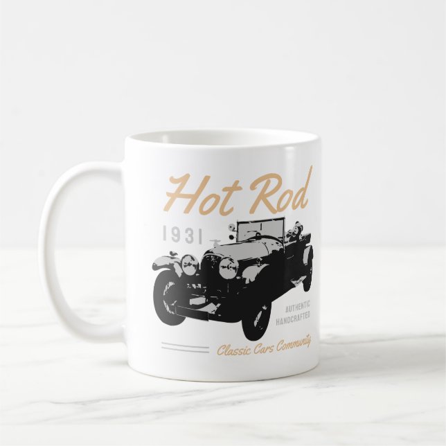Typografi av klassiska bilar kaffemugg (Vänster)