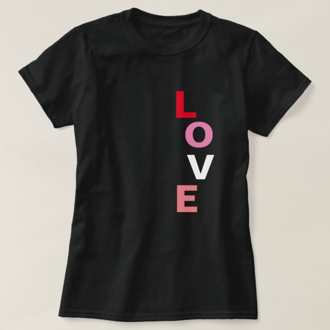 Typografi av Lodrät Cute Valentines day Kärlek T Shirt (Design framsida)